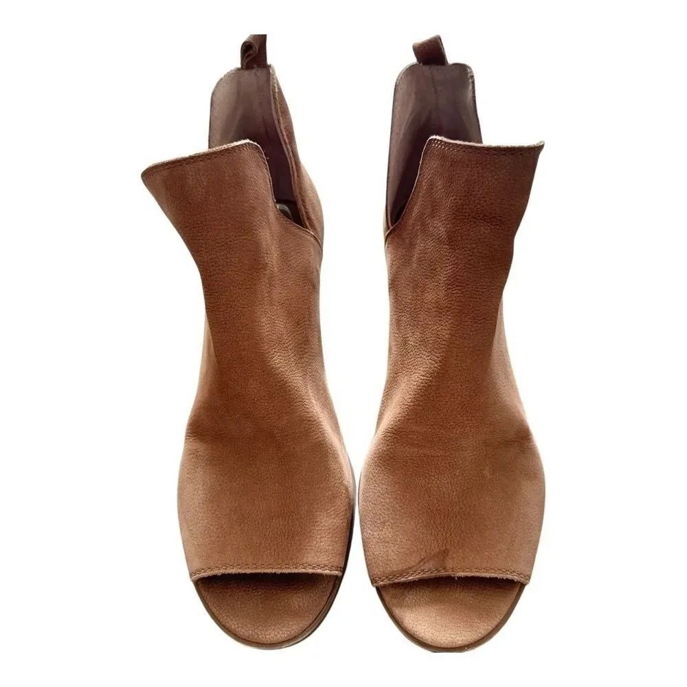 Lucky Brand Womens LK Barren Heeled Booties Brown Leather Open Toe 8.5 - Picture 3 of 11